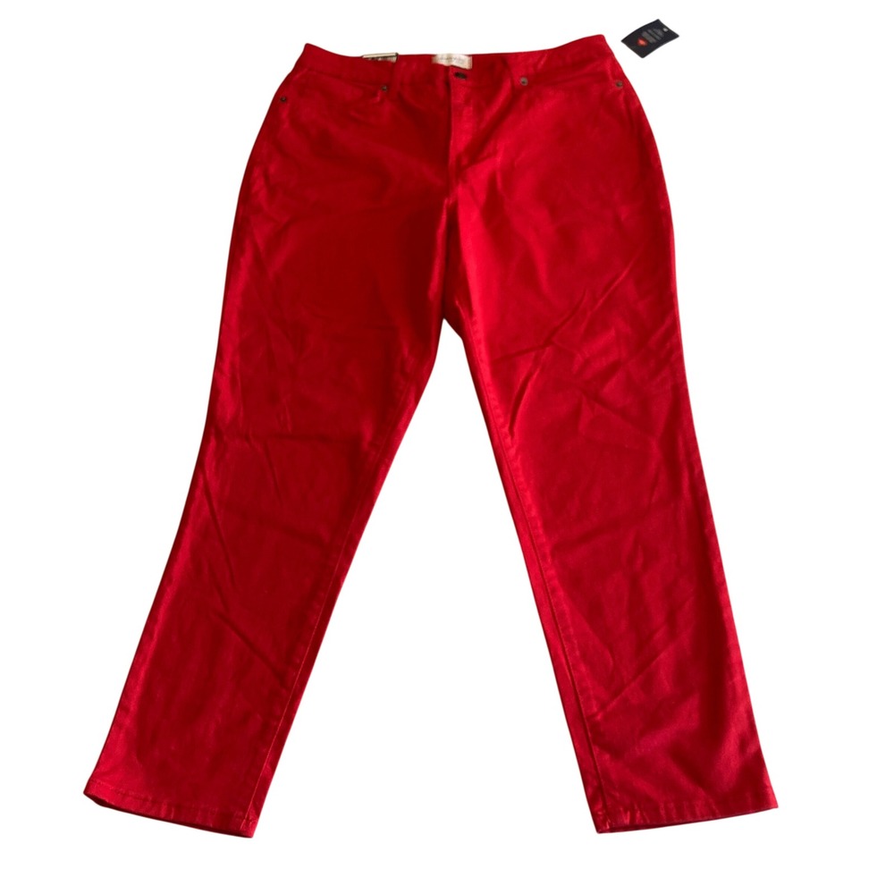 NEW Crown & Ivy Pants Womens 14 (32x28) High Rise Skinny Red Colored Denim NWT